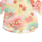 DEL MOD Womens Yellow & Green Floral Printed Shirt Short Sleeve Collared XL