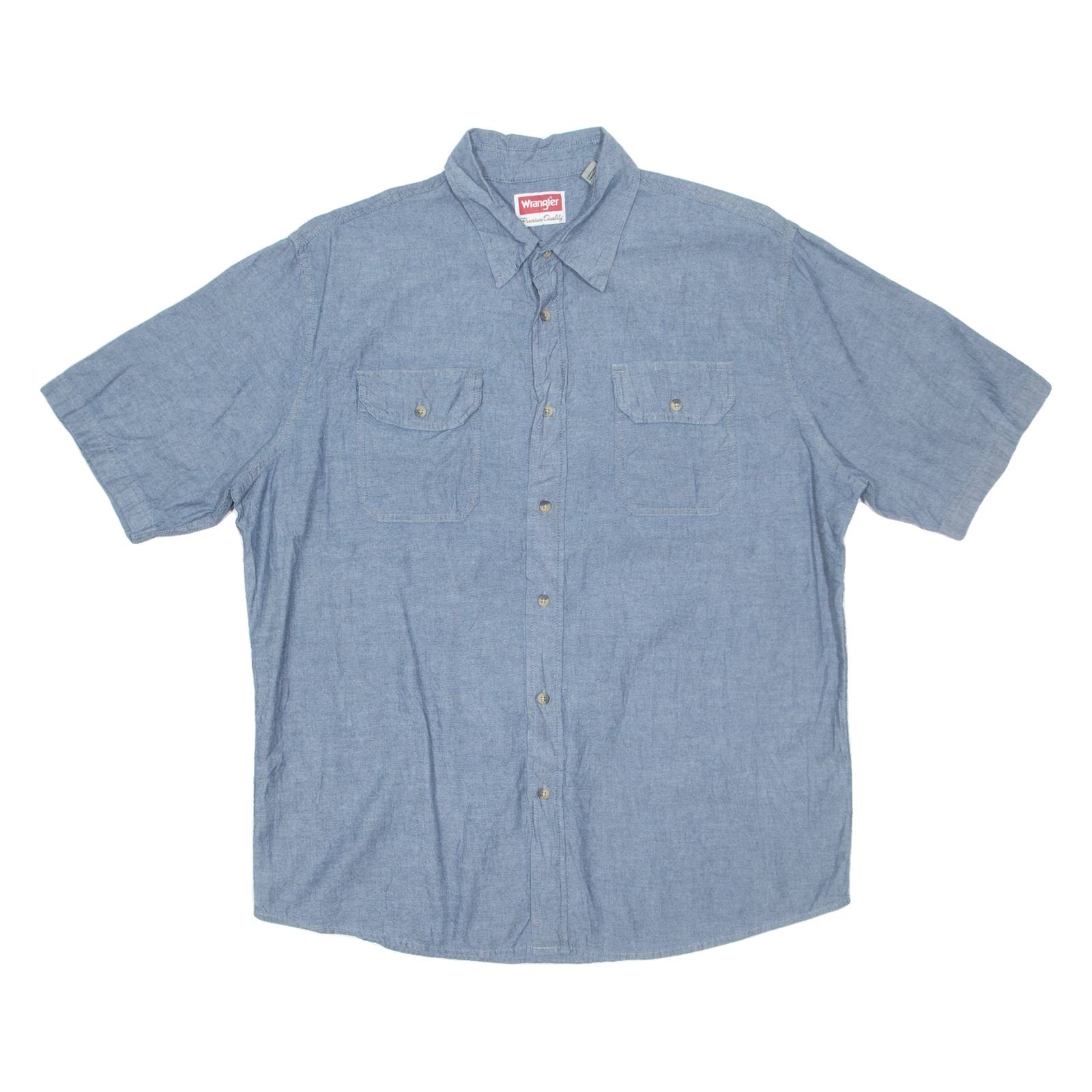 WRANGLER Mens Plain Shirt Blue L