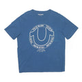 TRUE RELIGION Mens Blue Graphic T-Shirt L Short Sleeve Crew Neck Cotton Blend