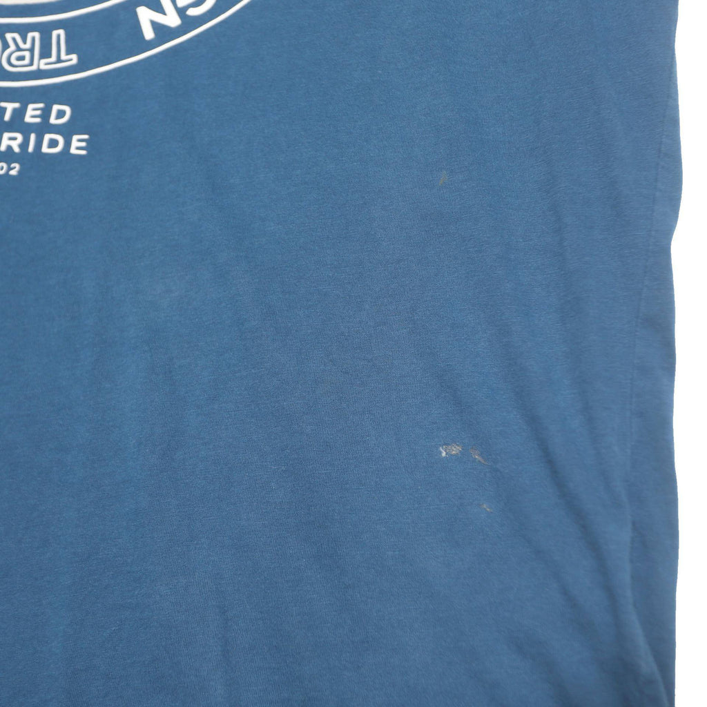 TRUE RELIGION Mens Blue Graphic T-Shirt L Short Sleeve Crew Neck Cotton Blend