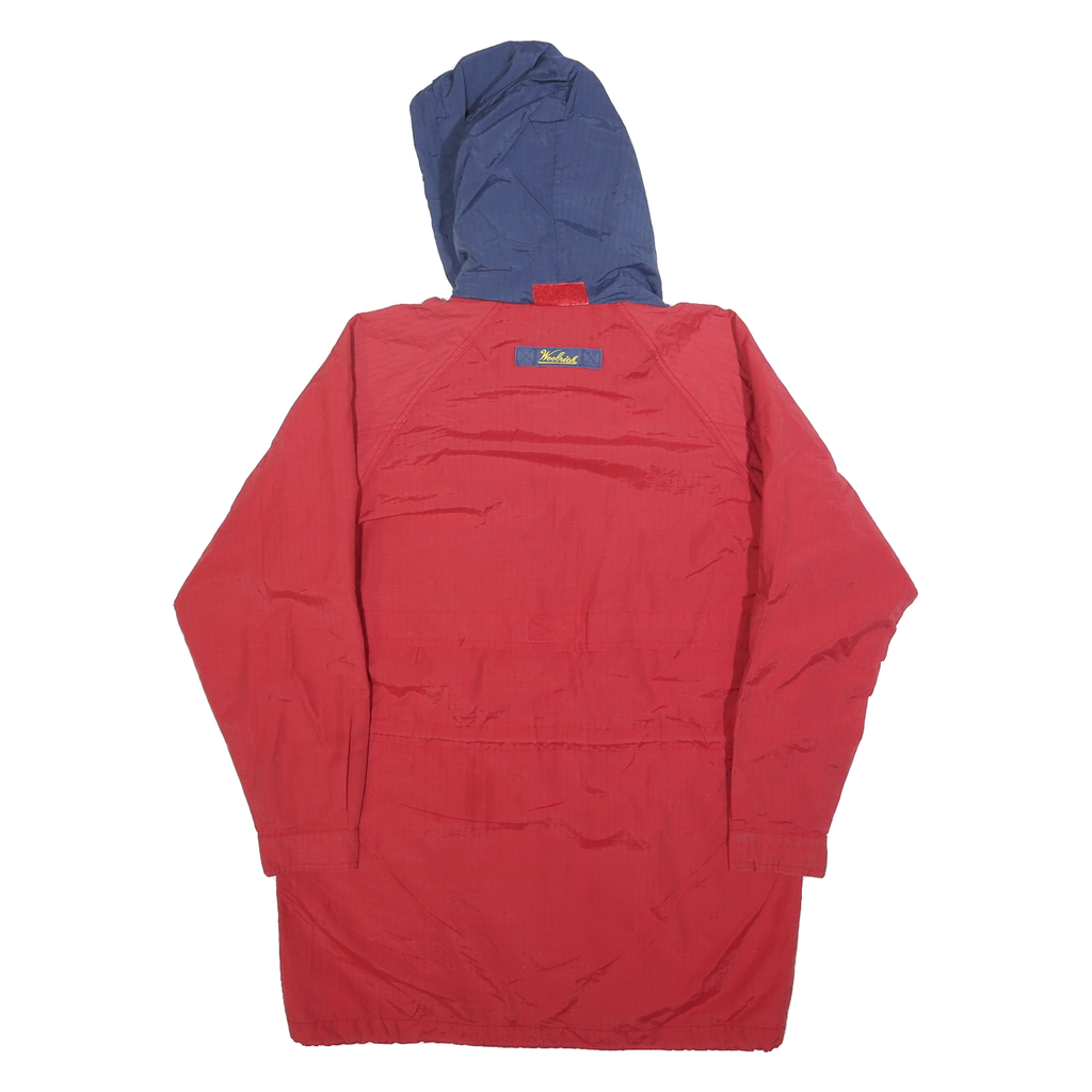 WOOLRICH Womens Red & Navy Hooded Zip Jacket S Polyester Casual Outdoor