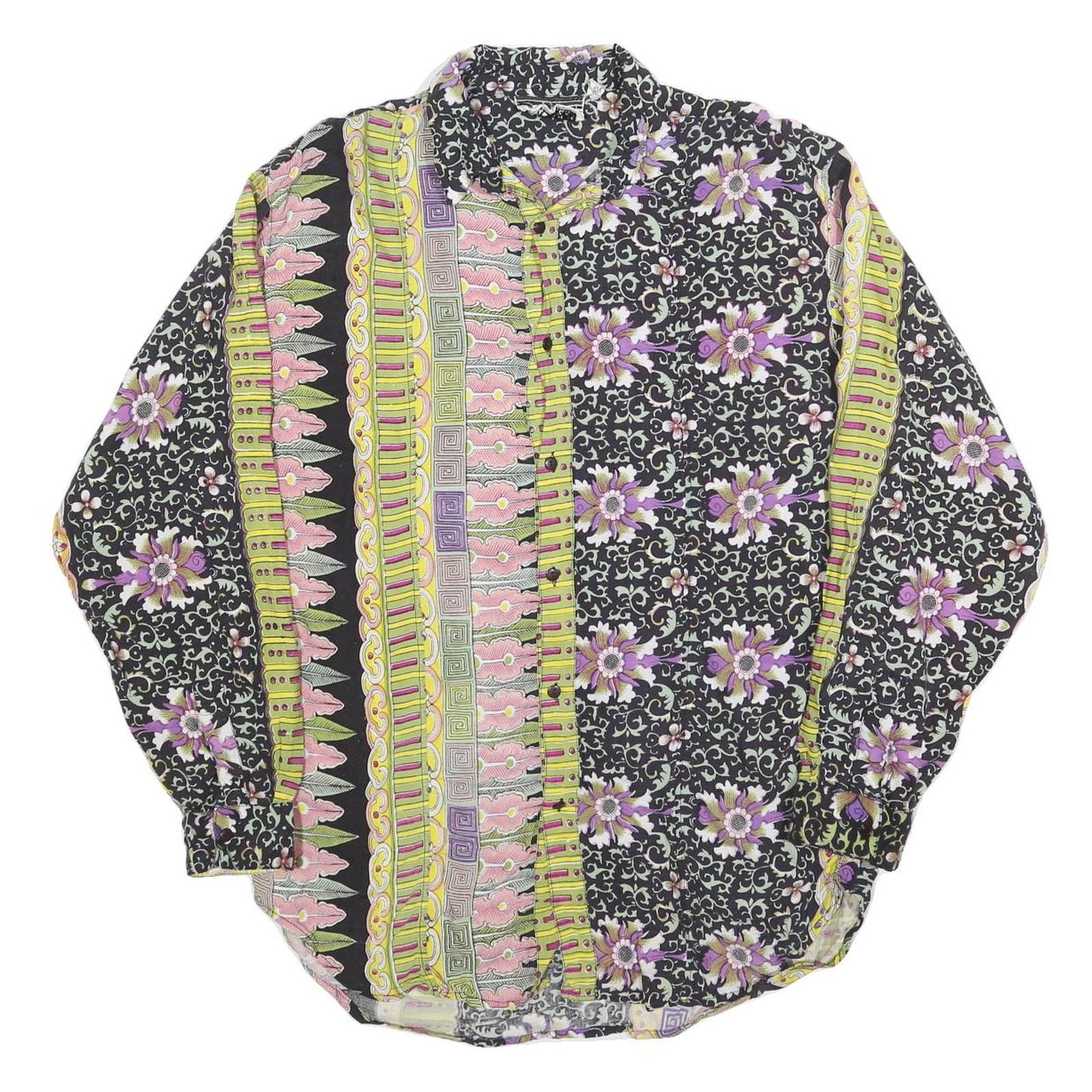 DARA GROFF Mens Black & Purple Patterned Shirt L Cotton Blend Casual Stylish