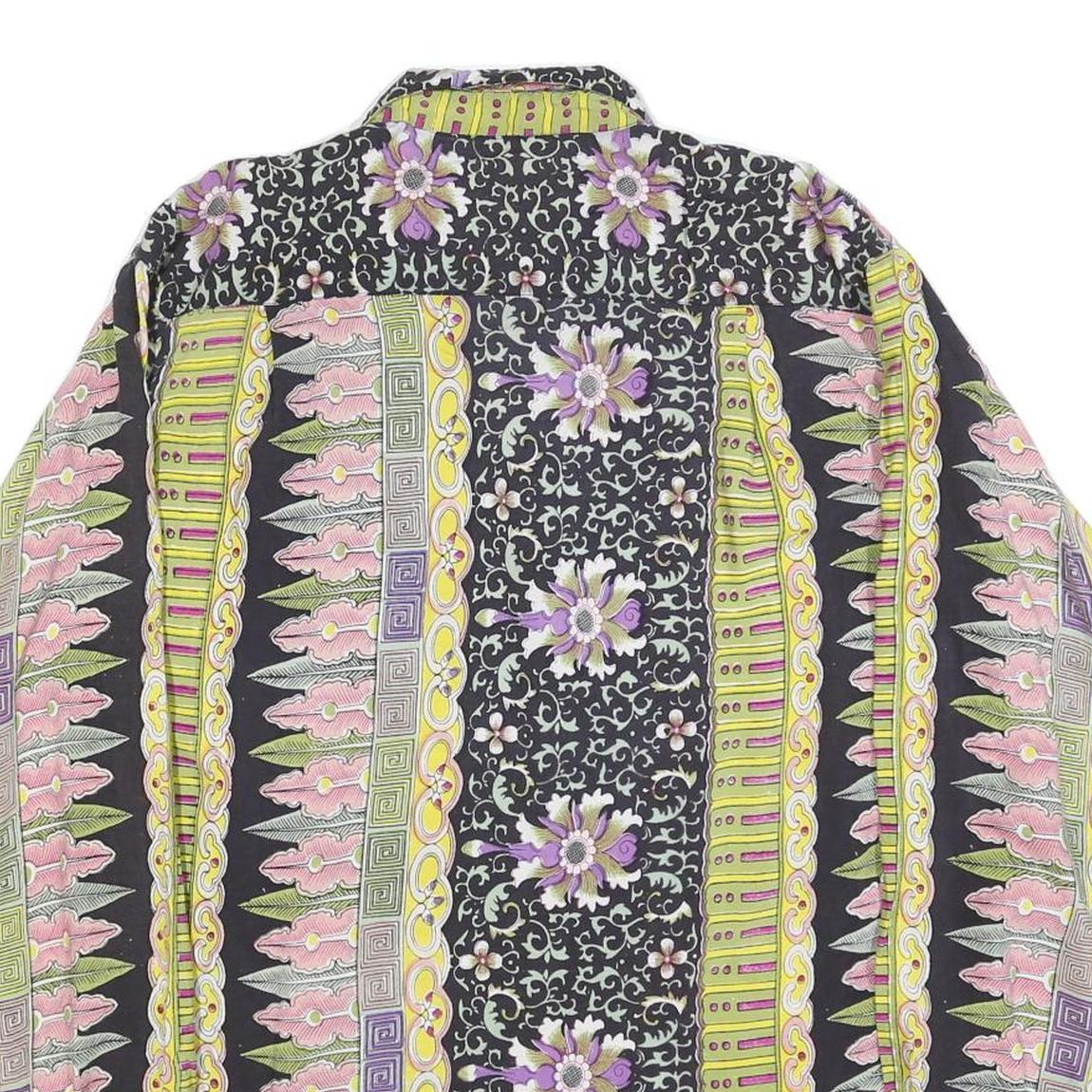 DARA GROFF Mens Black & Purple Patterned Shirt L Cotton Blend Casual Stylish