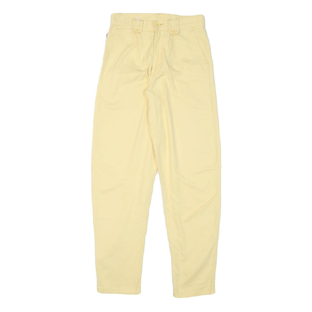 CRACK Womens Cotton Blend Yellow Relaxed Tapered Trousers W25 L28 Comfortable