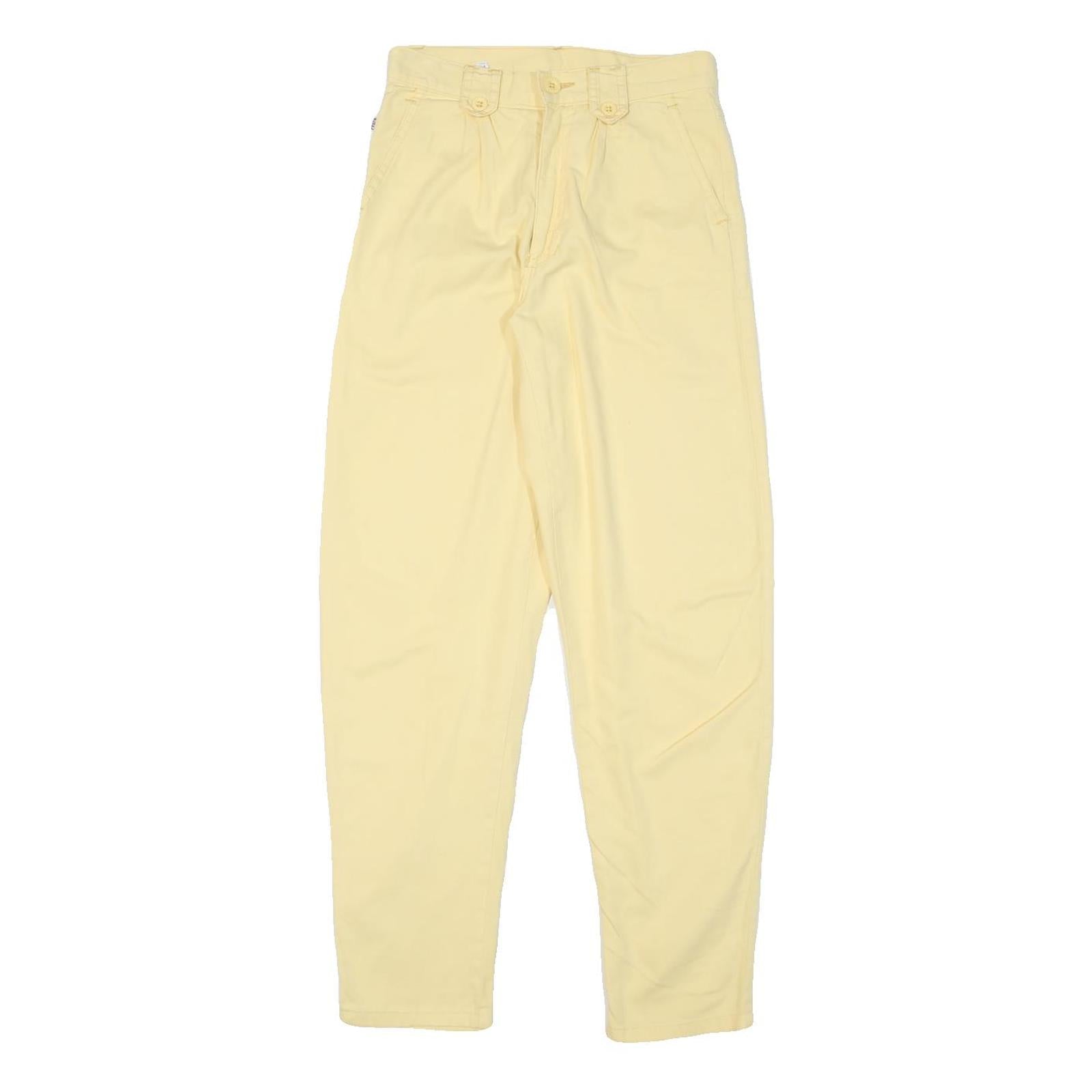 CRACK Womens Cotton Blend Yellow Relaxed Tapered Trousers W25 L28 Comfortable