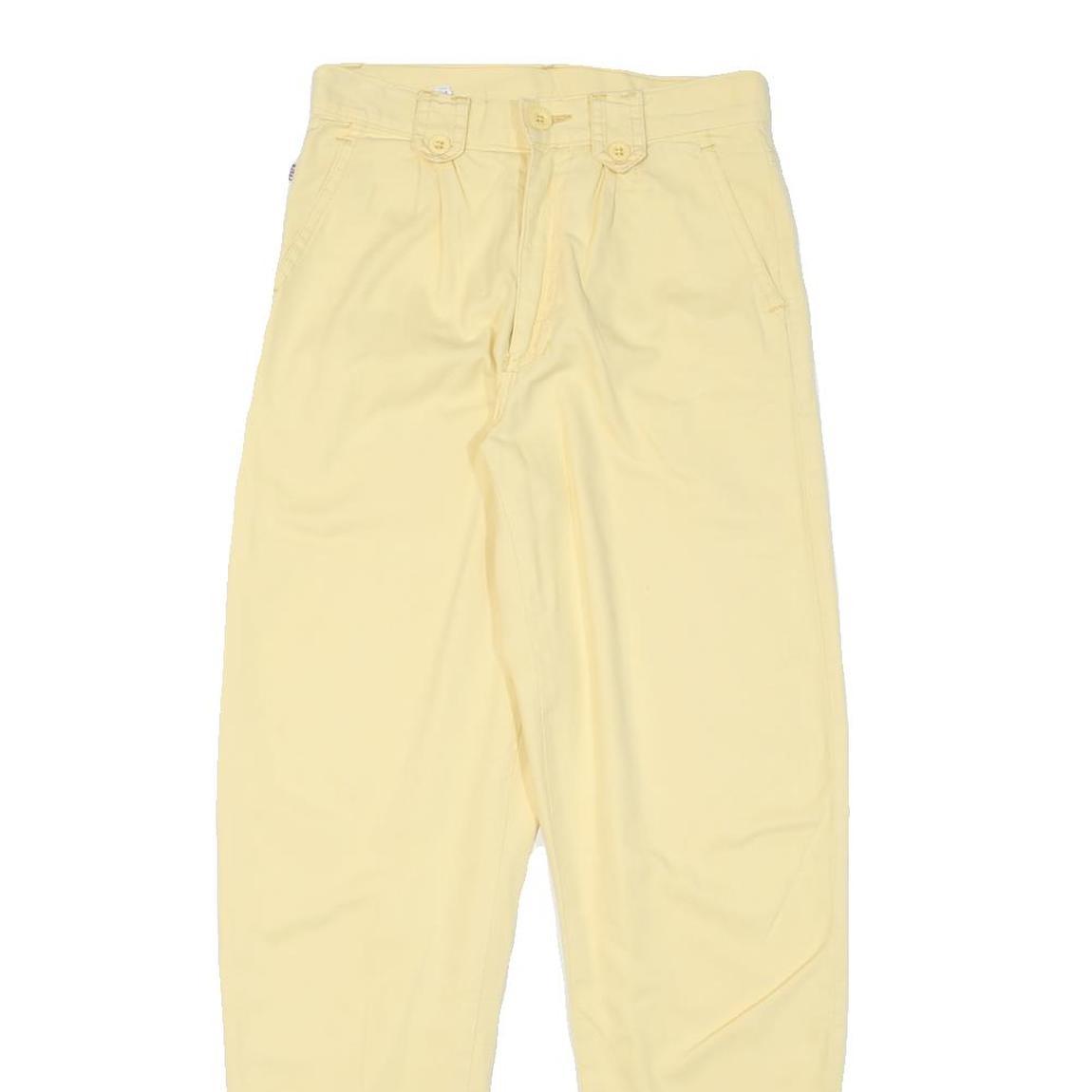 CRACK Womens Cotton Blend Yellow Relaxed Tapered Trousers W25 L28 Comfortable