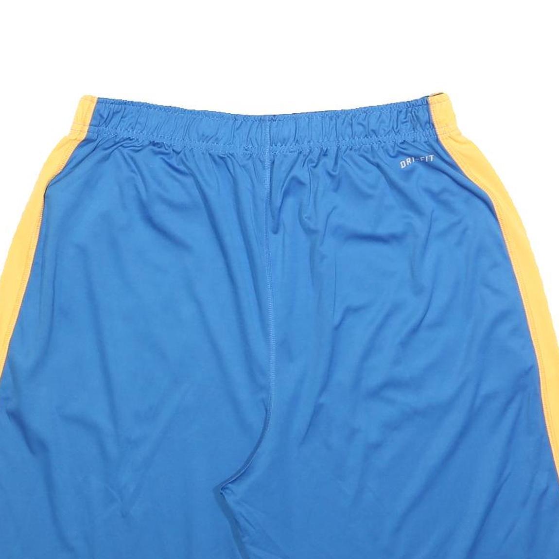 NIKE Mens Shorts Blue & Yellow Sports Regular XL W32 Athletic Gym Bottoms