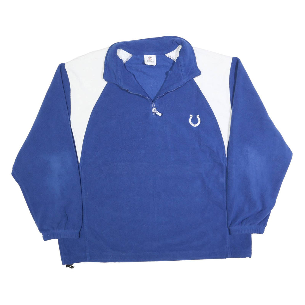 NFL Mens Blue & White Plain Pullover Crew Neck Basic Knit XL Quarter Zip Sports