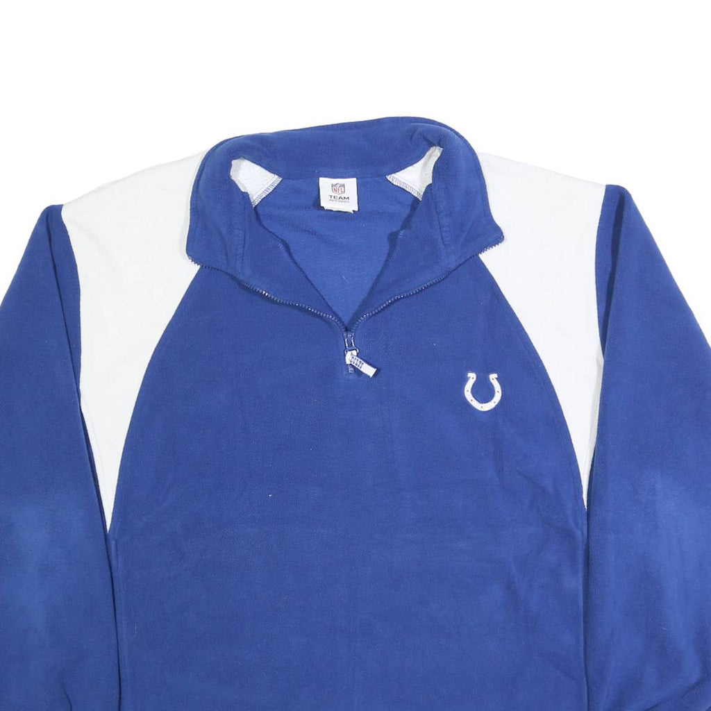 NFL Mens Blue & White Plain Pullover Crew Neck Basic Knit XL Quarter Zip Sports