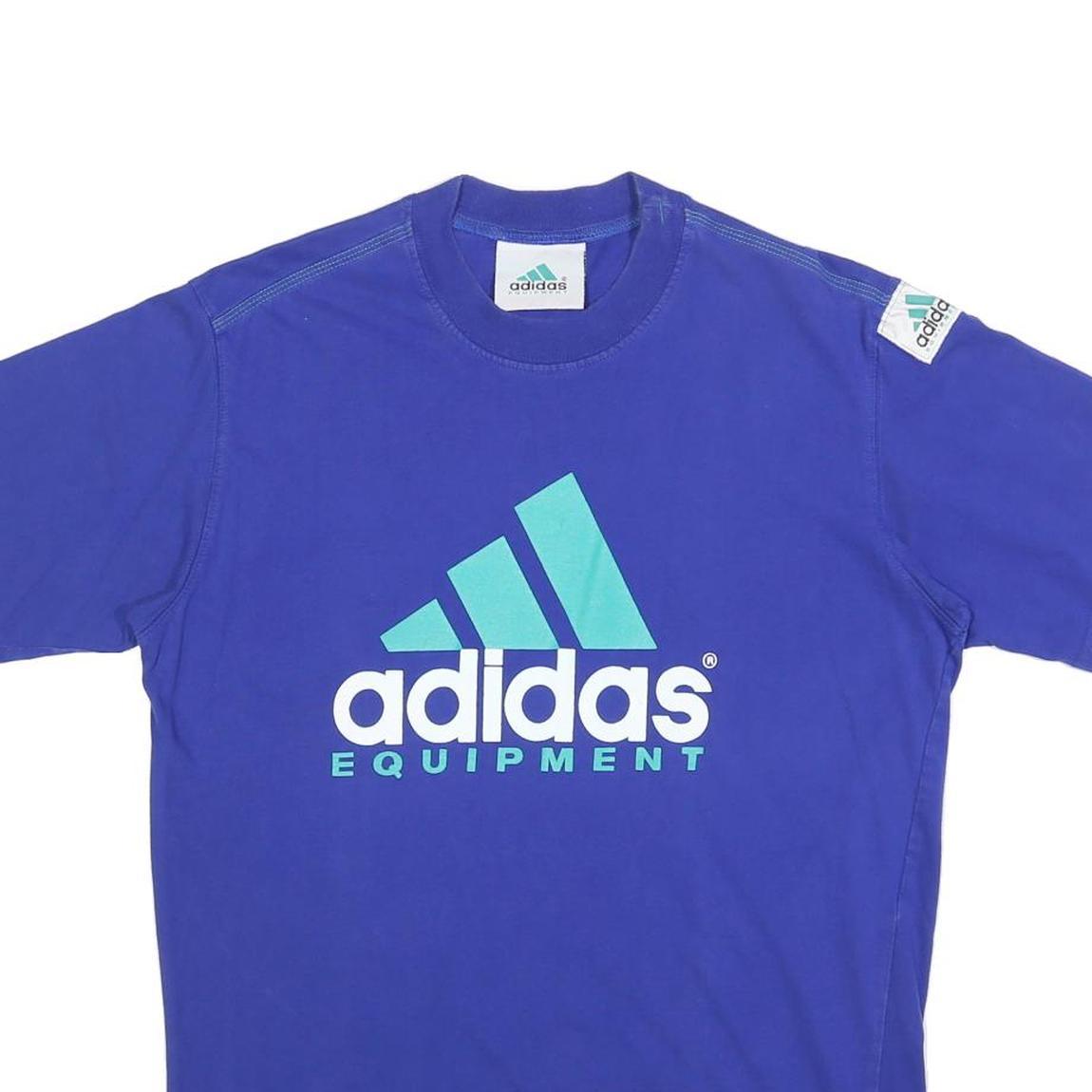 ADIDAS Mens Blue Equipment Logo Graphic T-Shirt M Short Sleeve Crew Neck Casual