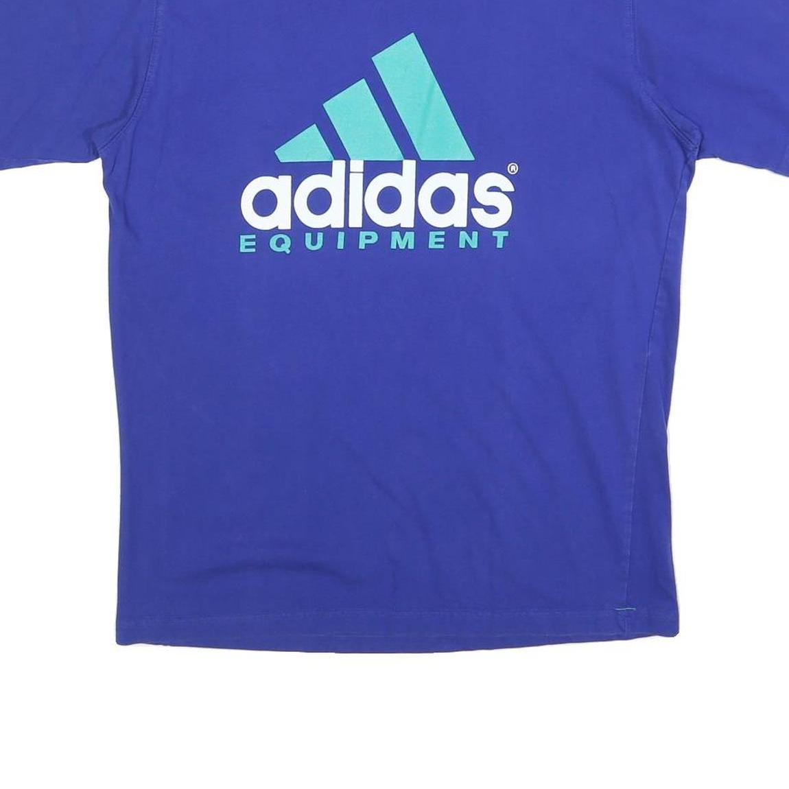 ADIDAS Mens Blue Equipment Logo Graphic T-Shirt M Short Sleeve Crew Neck Casual