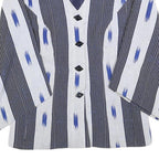 SILHOUETTE Womens Blue & White Button Jacket S Woven Stripe Pattern Bohemian