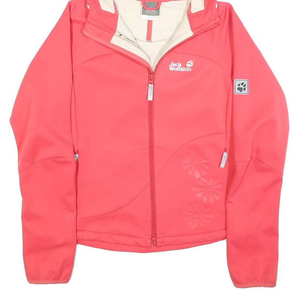 JACK WOLFSKIN Womens Coral Pink Outdoor Jacket M Polyester Blend Hooded Zip