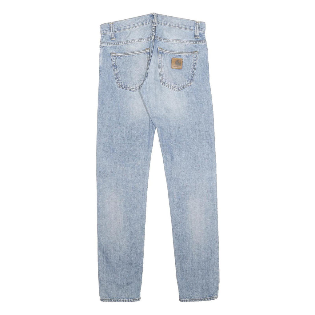 CARHARTT Mens Slim Light Blue Denim Jeans W28 L32 Button Closure Casual Wear