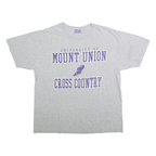 MOUNT UNION Mens Grey & Purple Cross Country Graphic T-Shirt L Short Sleeve Crew