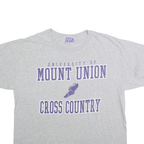 MOUNT UNION Mens Grey & Purple Cross Country Graphic T-Shirt L Short Sleeve Crew