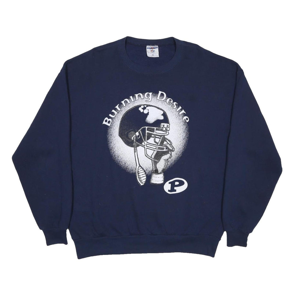 JERZEES Mens Navy Blue Crew Neck XL Burning Desire Graphic Sweatshirt