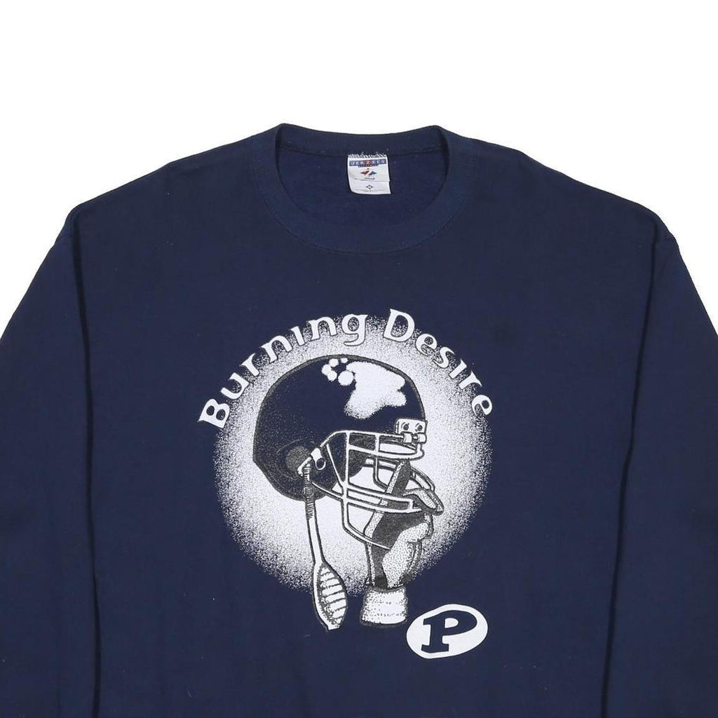 JERZEES Mens Navy Blue Crew Neck XL Burning Desire Graphic Sweatshirt