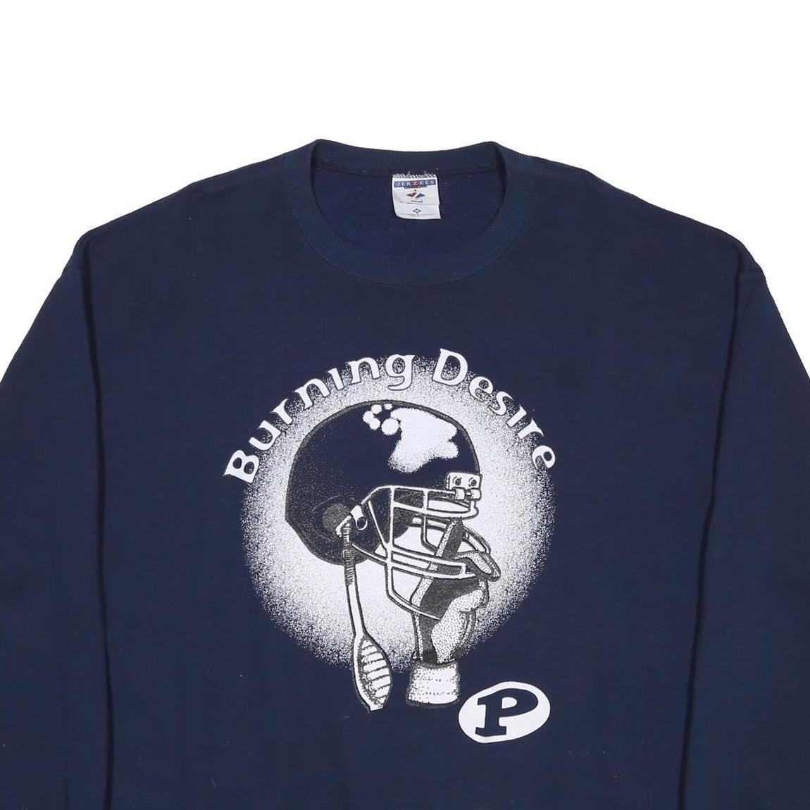 JERZEES Mens Navy Blue Crew Neck XL Burning Desire Graphic Sweatshirt