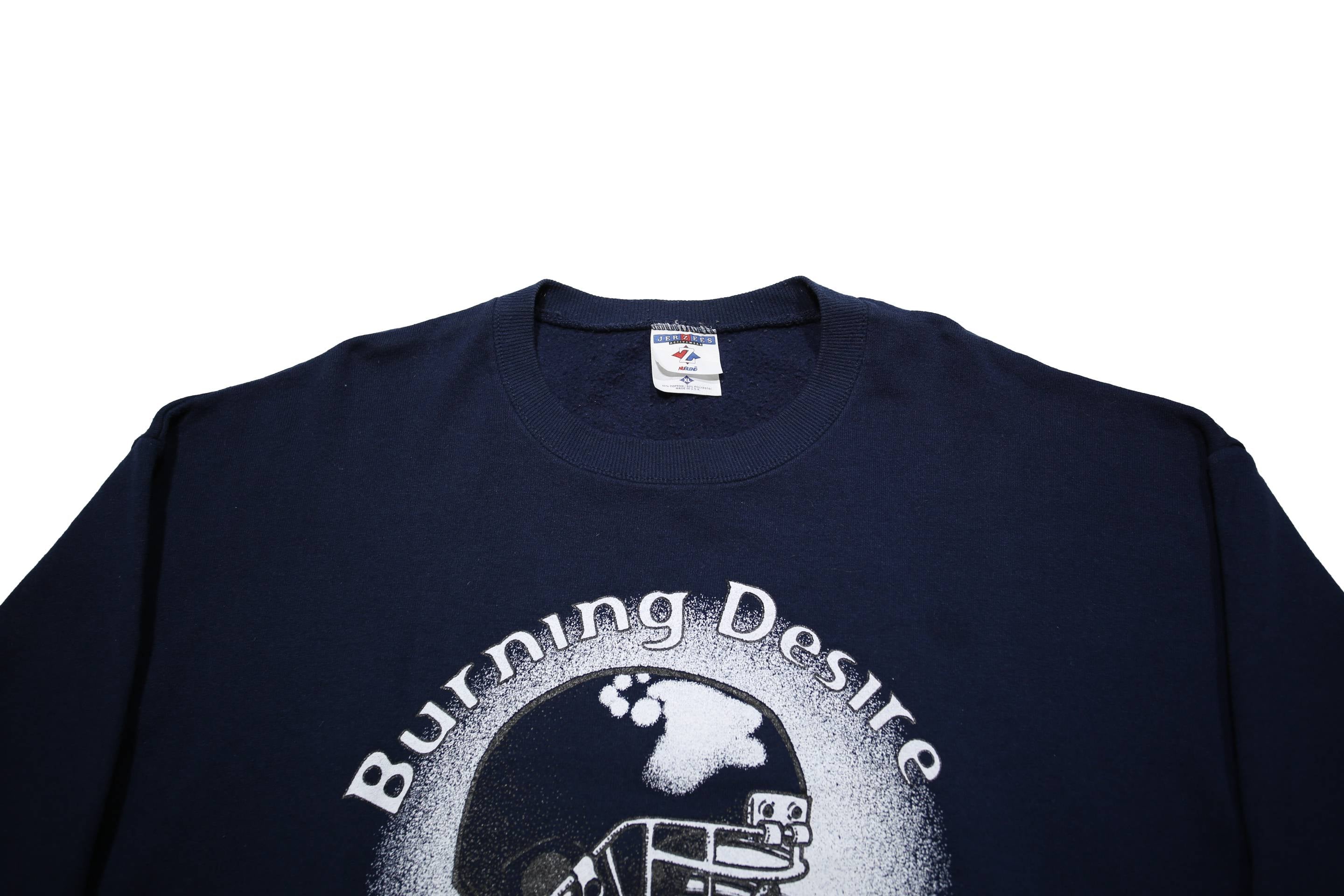 JERZEES Mens Navy Blue Crew Neck XL Burning Desire Graphic Sweatshirt