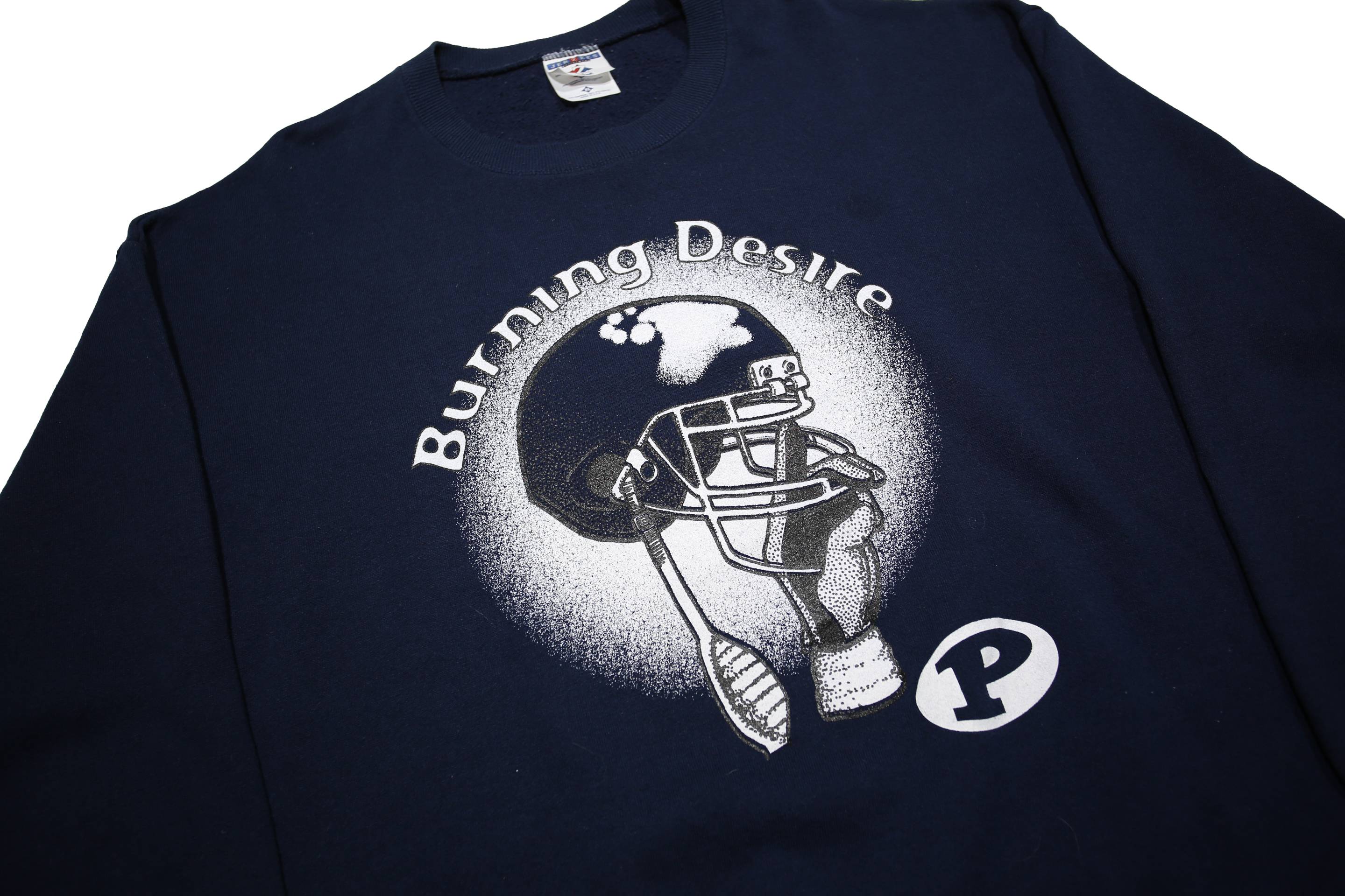 JERZEES Mens Navy Blue Crew Neck XL Burning Desire Graphic Sweatshirt