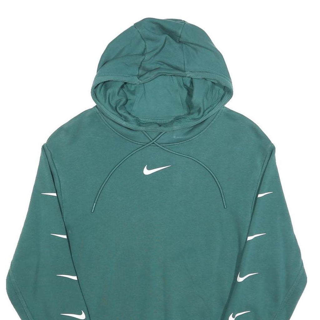 NIKE Womens Teal Hoodie S Cotton Blend Pullover Sweatshirt Nike Swoosh Logo