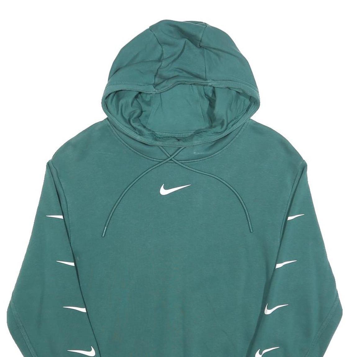NIKE Womens Teal Hoodie S Cotton Blend Pullover Sweatshirt Nike Swoosh Logo