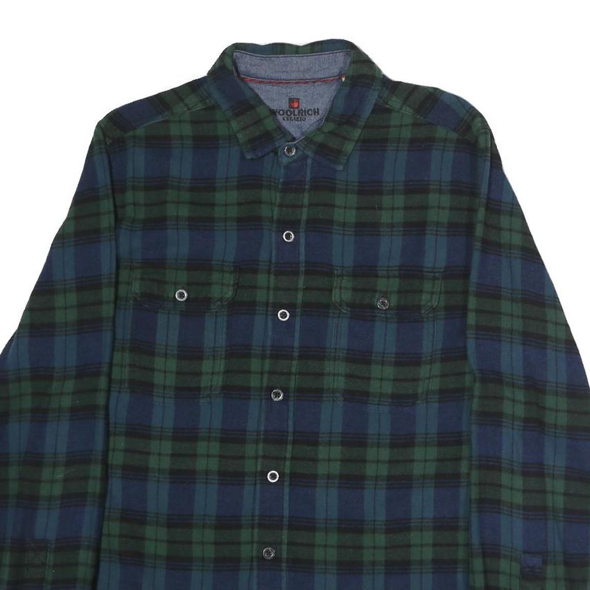 WOOLRICH Mens Blue & Green Check Shirt M Cotton Casual Classic Button Collar