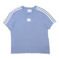 ADIDAS Womens Blue & White Sports Graphic T-Shirt UK 10 Short Sleeve Crew Neck