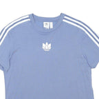 ADIDAS Womens Blue & White Sports Graphic T-Shirt UK 10 Short Sleeve Crew Neck