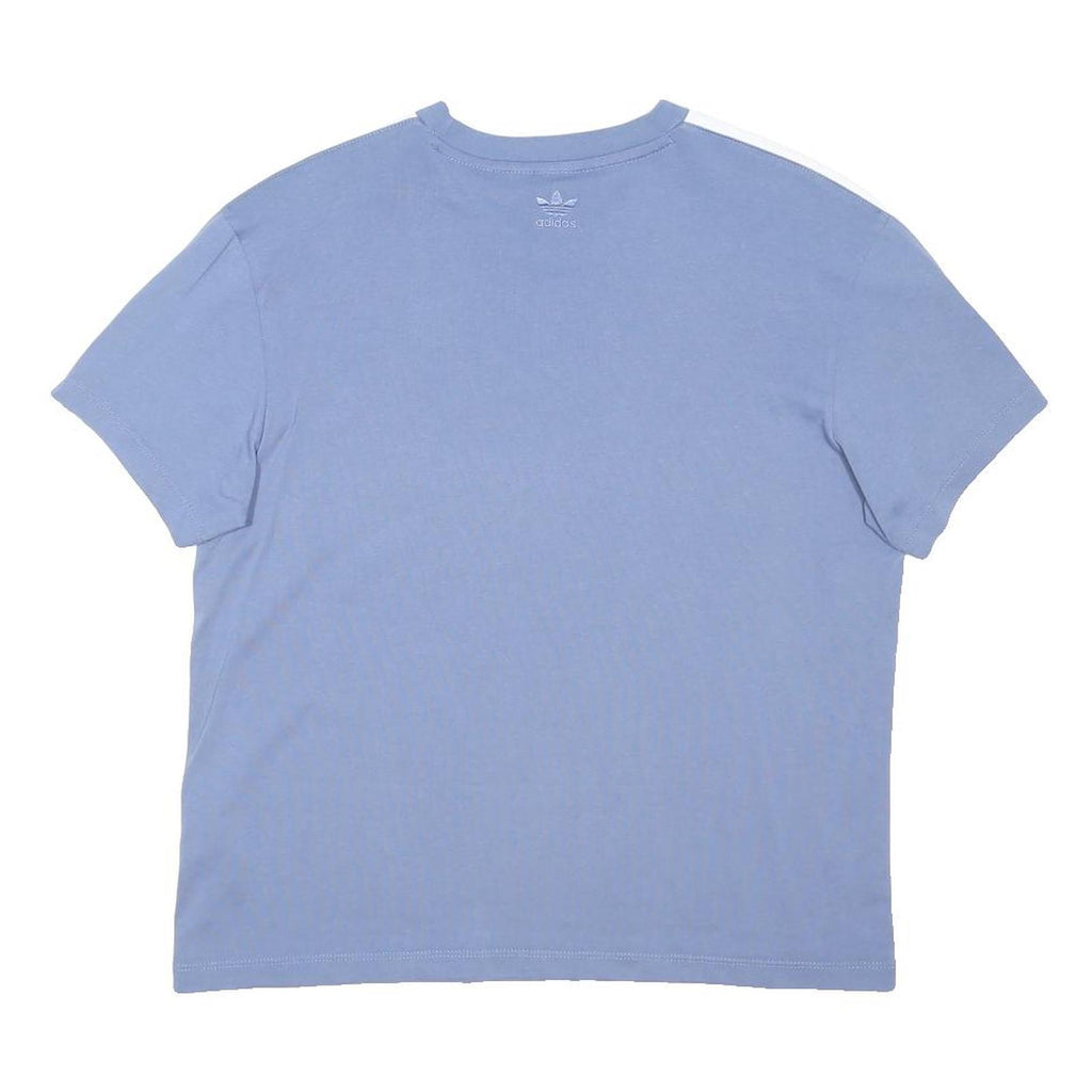 ADIDAS Womens Blue & White Sports Graphic T-Shirt UK 10 Short Sleeve Crew Neck