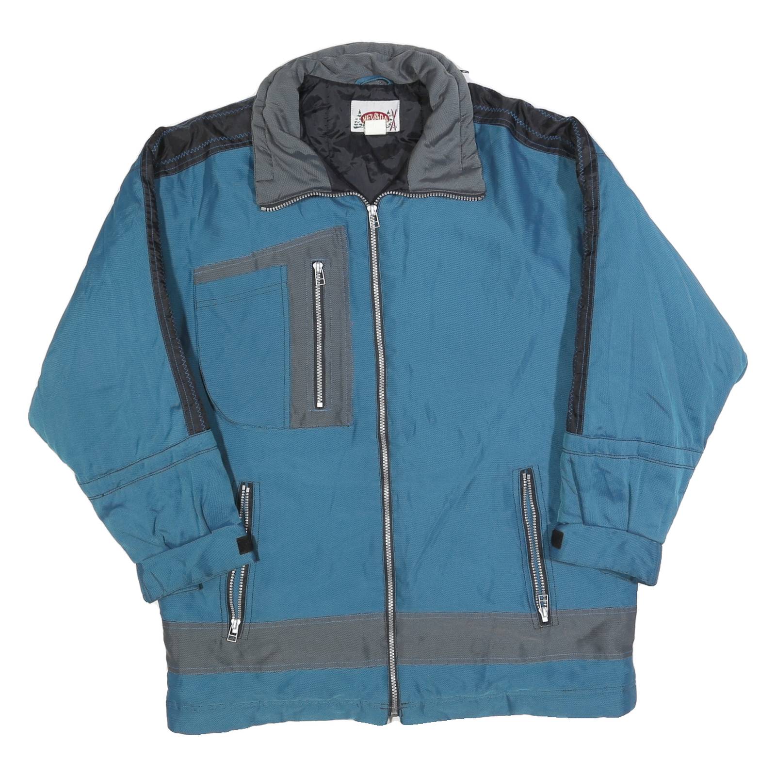 NEVADA Womens Blue & Grey Zip Jacket S Polyester Blend Plain Outdoor Warm