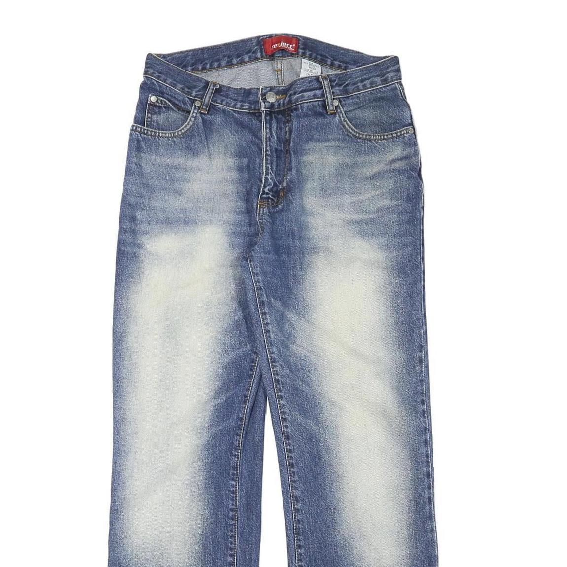 REJECT Mens Regular Fit Straight Leg Denim Medium Blue Wash Jeans W30 L30 Cotton