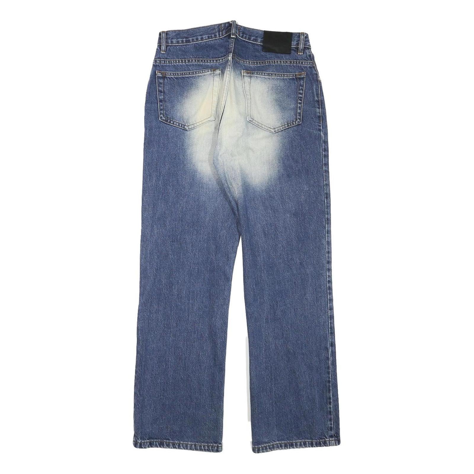 REJECT Mens Regular Fit Straight Leg Denim Medium Blue Wash Jeans W30 L30 Cotton