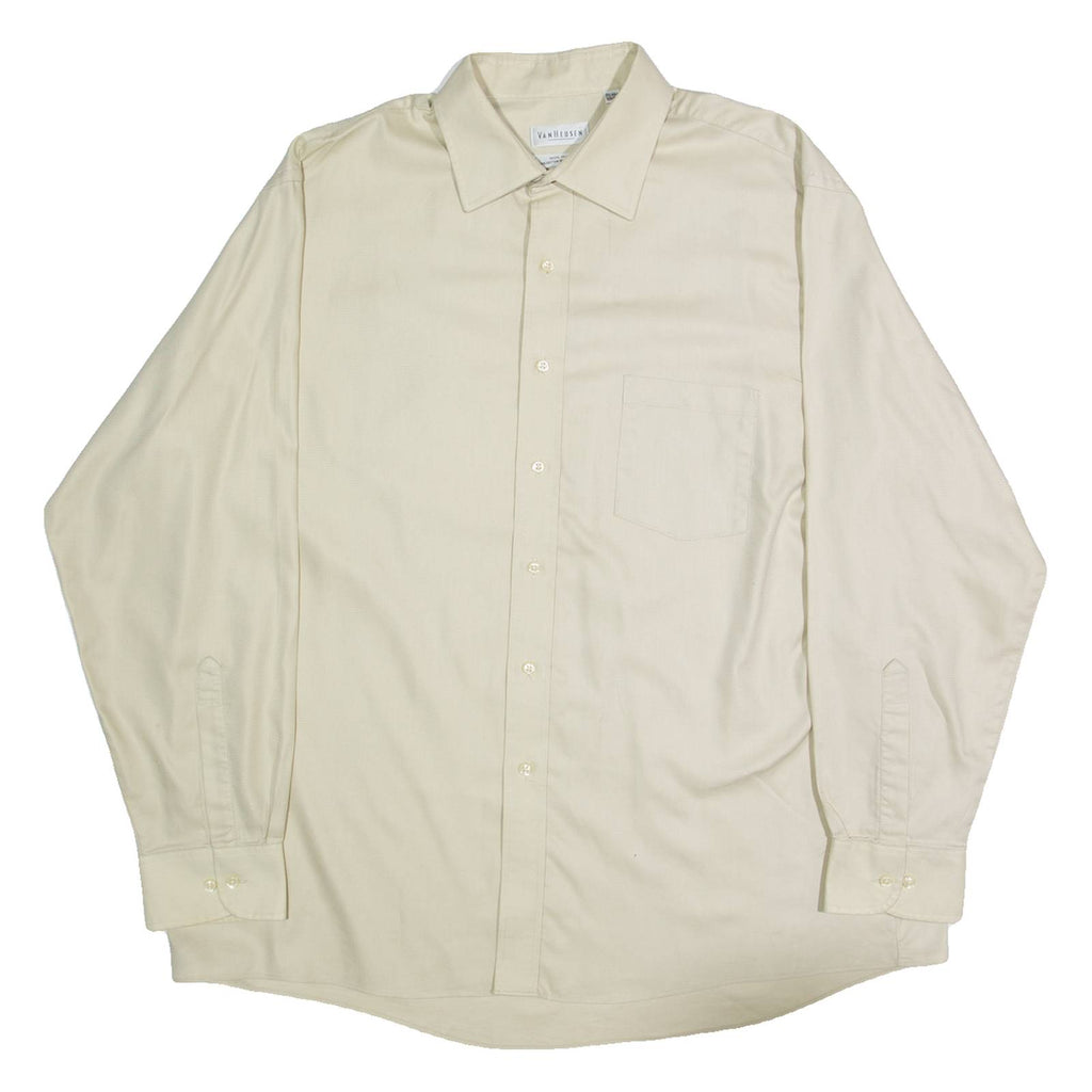 VAN HEUSEN Mens Plain Shirt Beige Long Sleeve XL