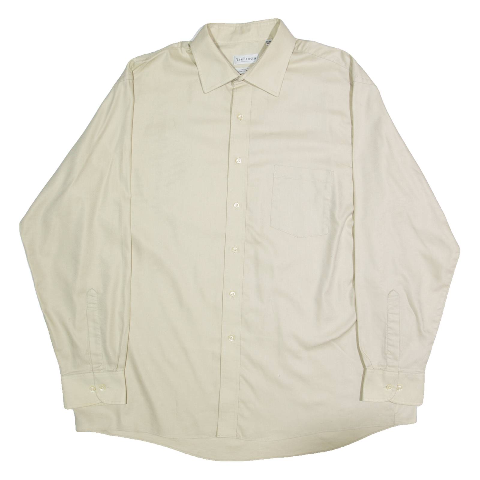 VAN HEUSEN Mens Plain Shirt Beige Long Sleeve XL