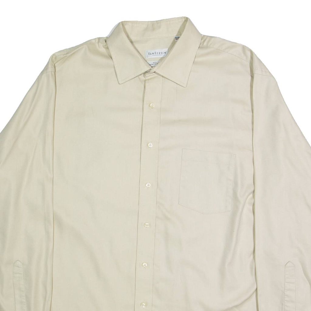 VAN HEUSEN Mens Plain Shirt Beige Long Sleeve XL