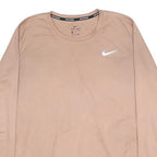 NIKE Mens Beige Running T-Shirt M Long Sleeve Crew Neck Lightweight Athletic