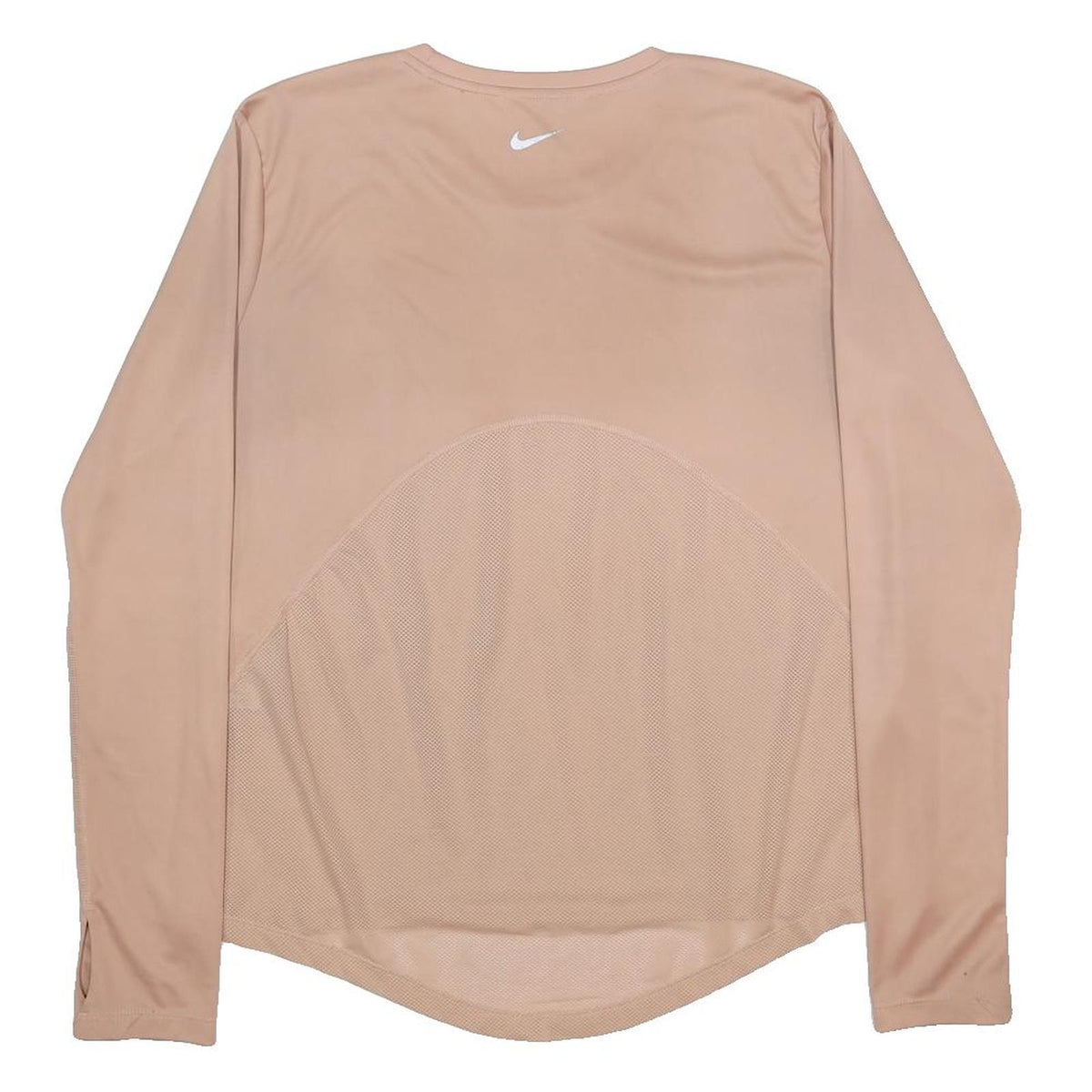 NIKE Mens Beige Running T-Shirt M Long Sleeve Crew Neck Lightweight Athletic