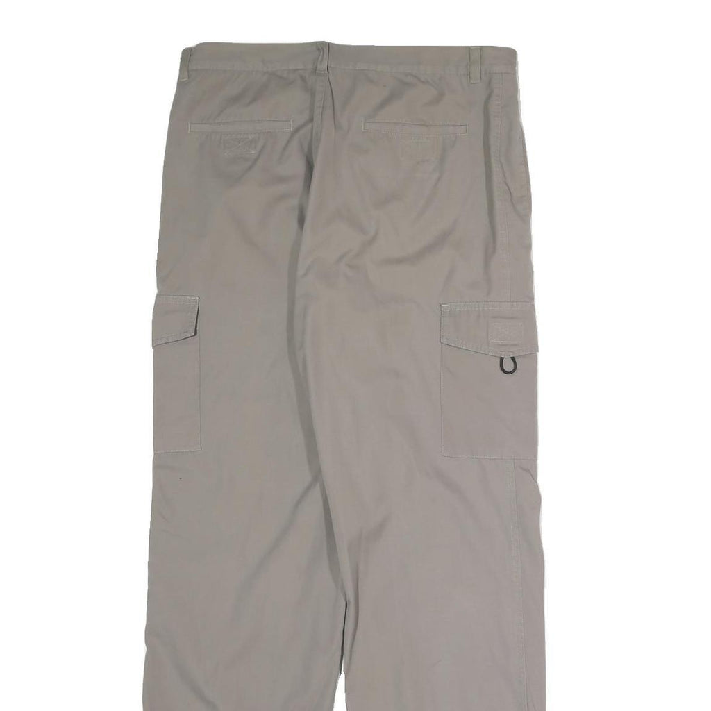 YUNHAI Mens Cotton Blend Beige Relaxed Cargo Trousers W32 L31 Casual Utility Zip