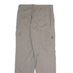 YUNHAI Mens Cotton Blend Beige Relaxed Cargo Trousers W32 L31 Casual Utility Zip