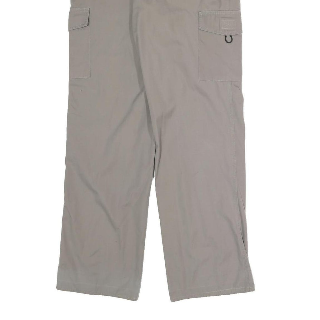 YUNHAI Mens Cotton Blend Beige Relaxed Cargo Trousers W32 L31 Casual Utility Zip