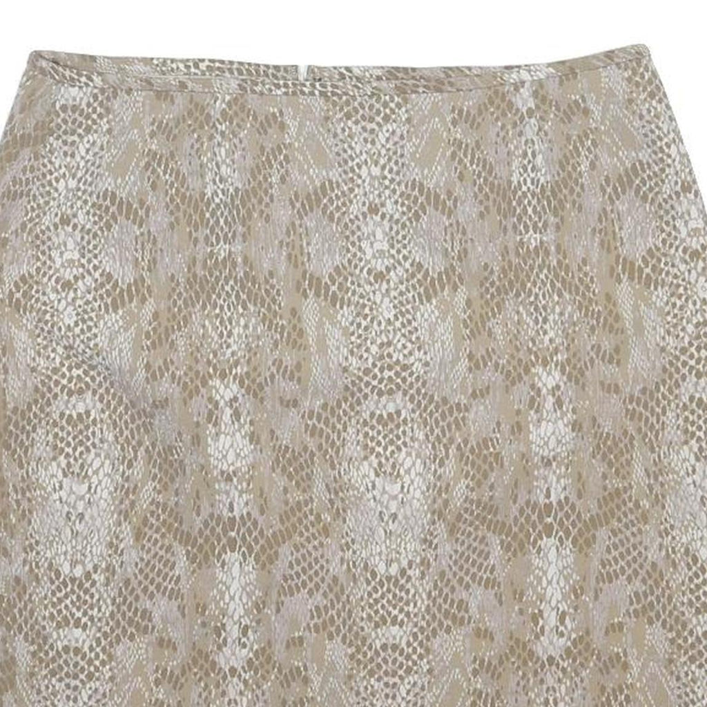 CALVIN KLEIN Womens Beige Woven Mini Skirt L Stylish Pattern Straight Fit