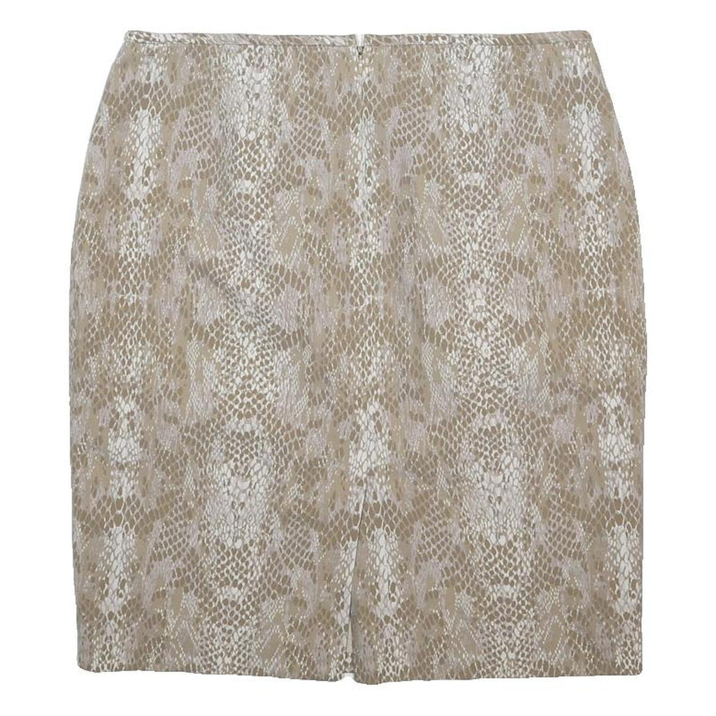 CALVIN KLEIN Womens Beige Woven Mini Skirt L Stylish Pattern Straight Fit