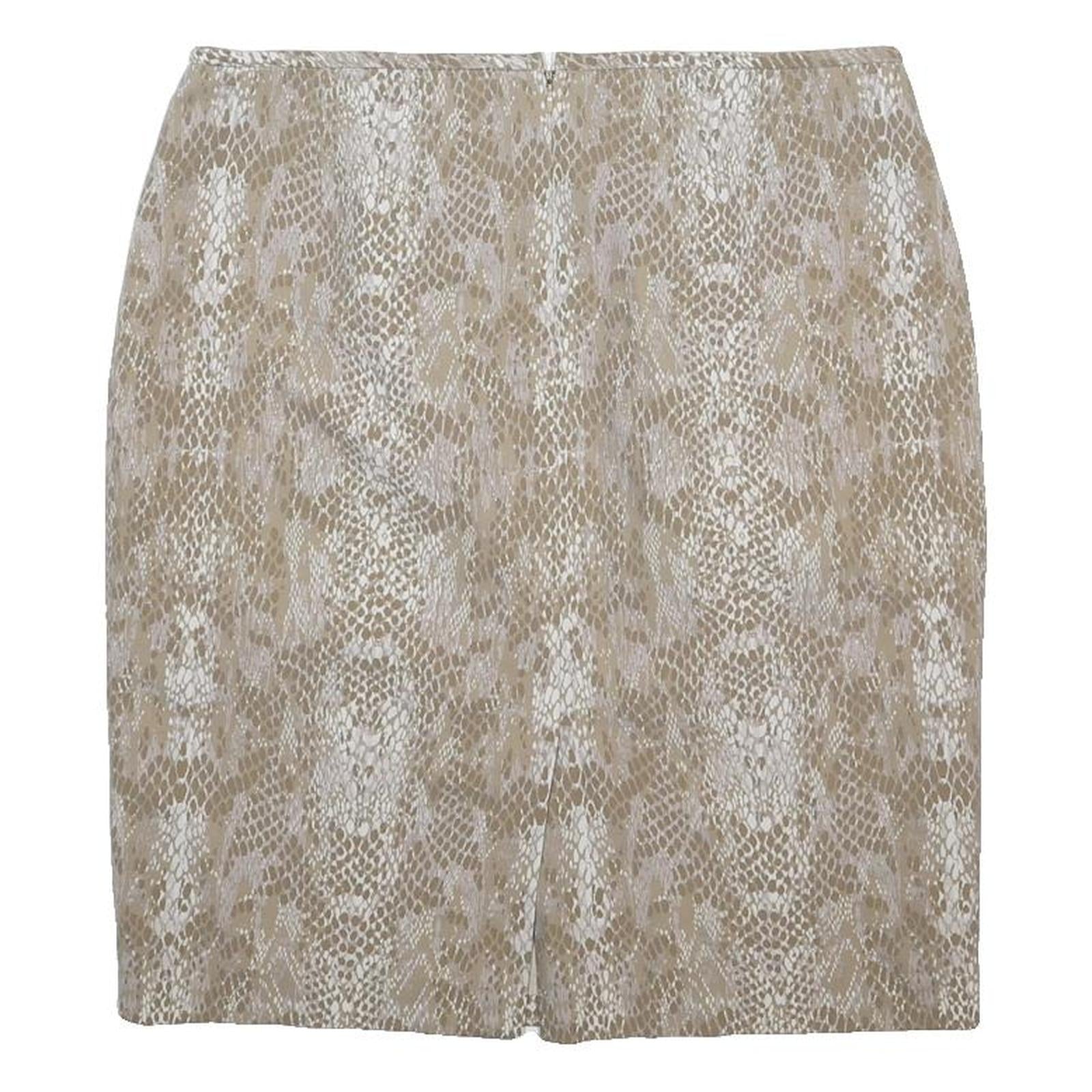 CALVIN KLEIN Womens Beige Woven Mini Skirt L Stylish Pattern Straight Fit