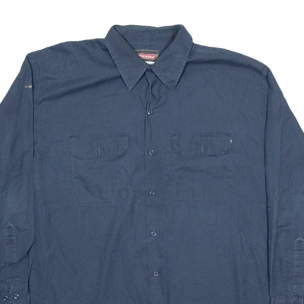 DICKIES Mens Worker Shirt Blue Long Sleeve XL