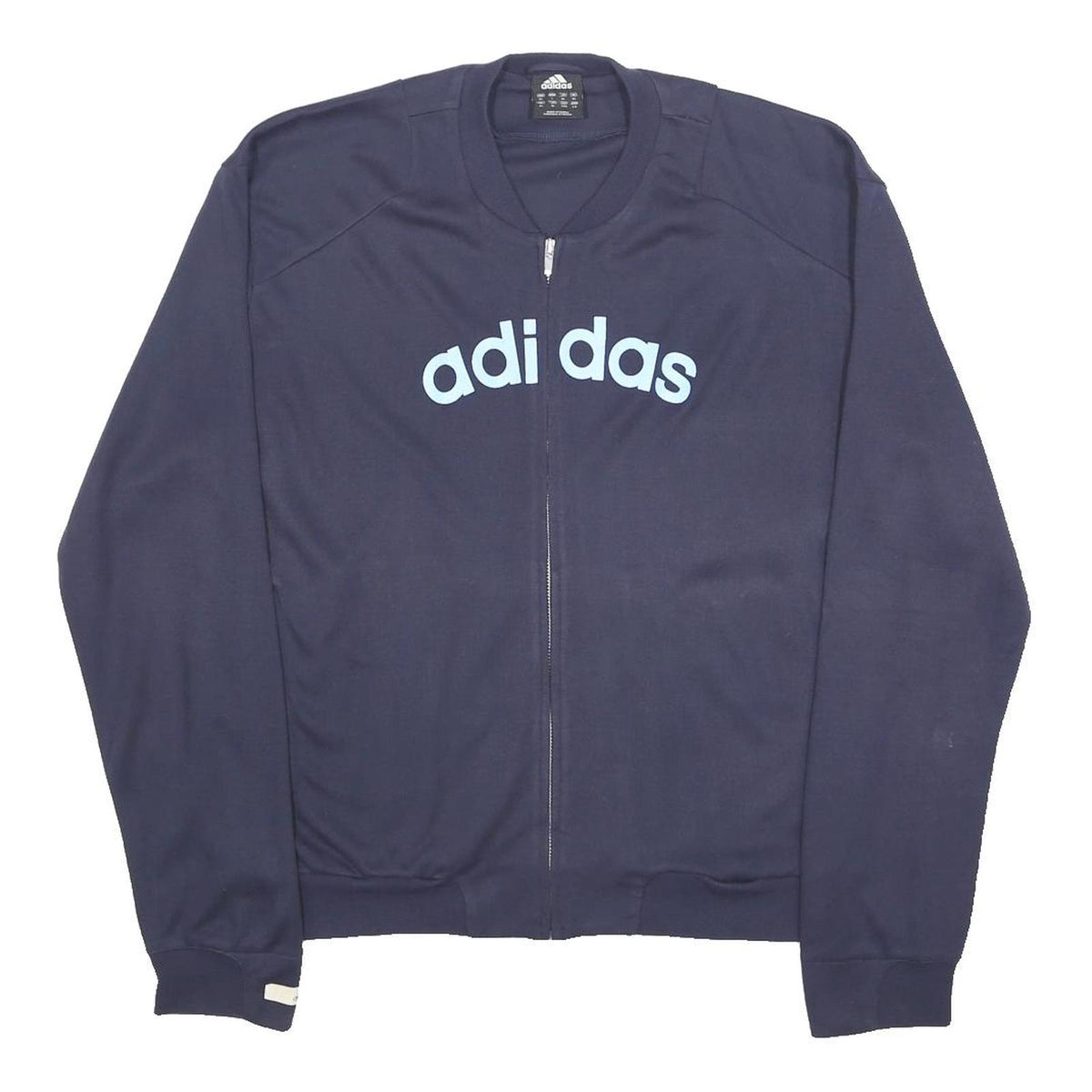 ADIDAS Mens Navy Blue Zip Jacket Acrylic XL Plain Sportswear Casual Track Top