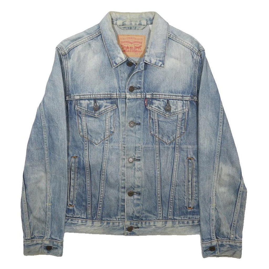 LEVI'S Mens Blue Denim Jacket S Cotton Button Plain Classic Casual Stylish