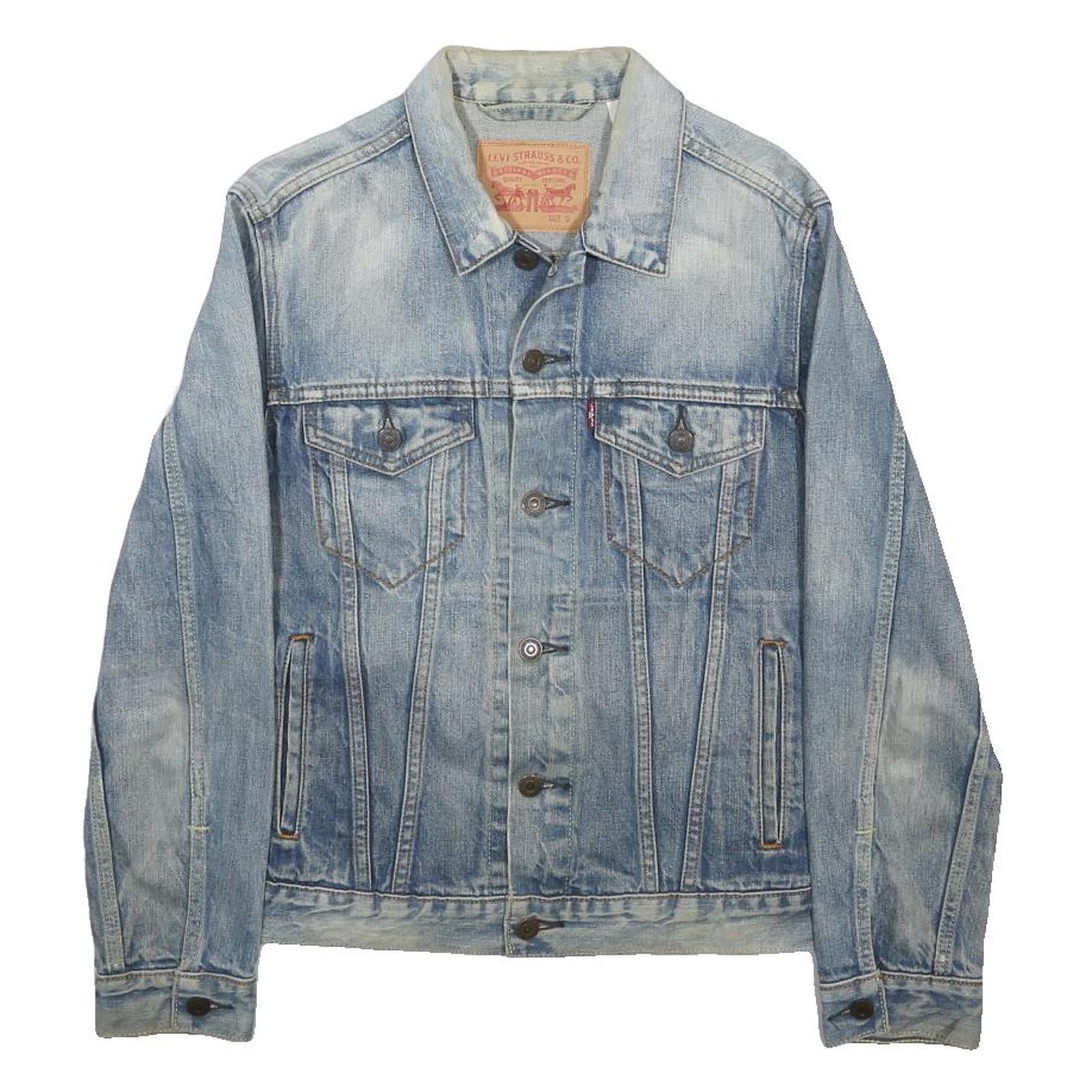 LEVI'S Mens Blue Denim Jacket S Cotton Button Plain Classic Casual Stylish