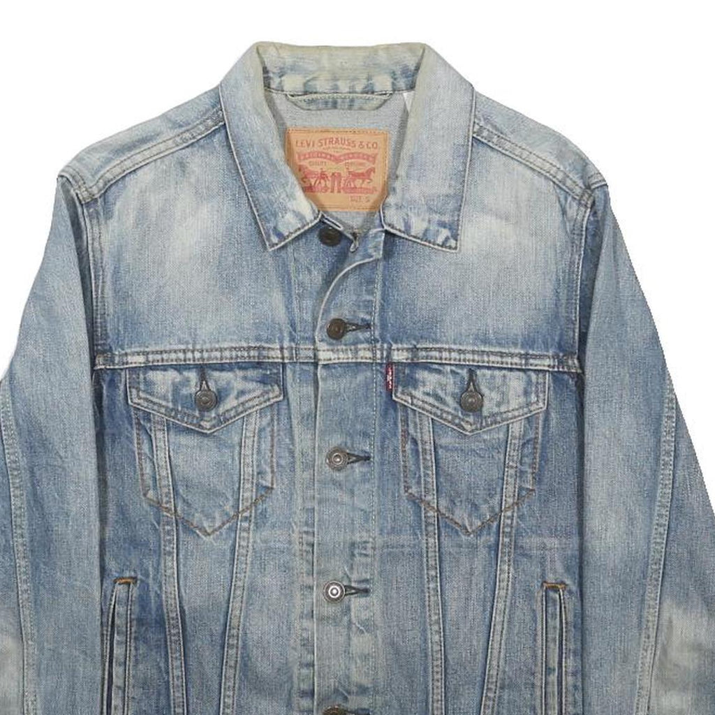 LEVI'S Mens Blue Denim Jacket S Cotton Button Plain Classic Casual Stylish